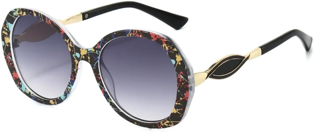 

Ретро-солнцезащитные очки овальной формы с градиентным переходом цвета для женщин, контрастная оправа нестандартной формы, модные повседневные очки для мужчин с защитой от УФ-излучения UV400 UATXTAU, Floral Grey