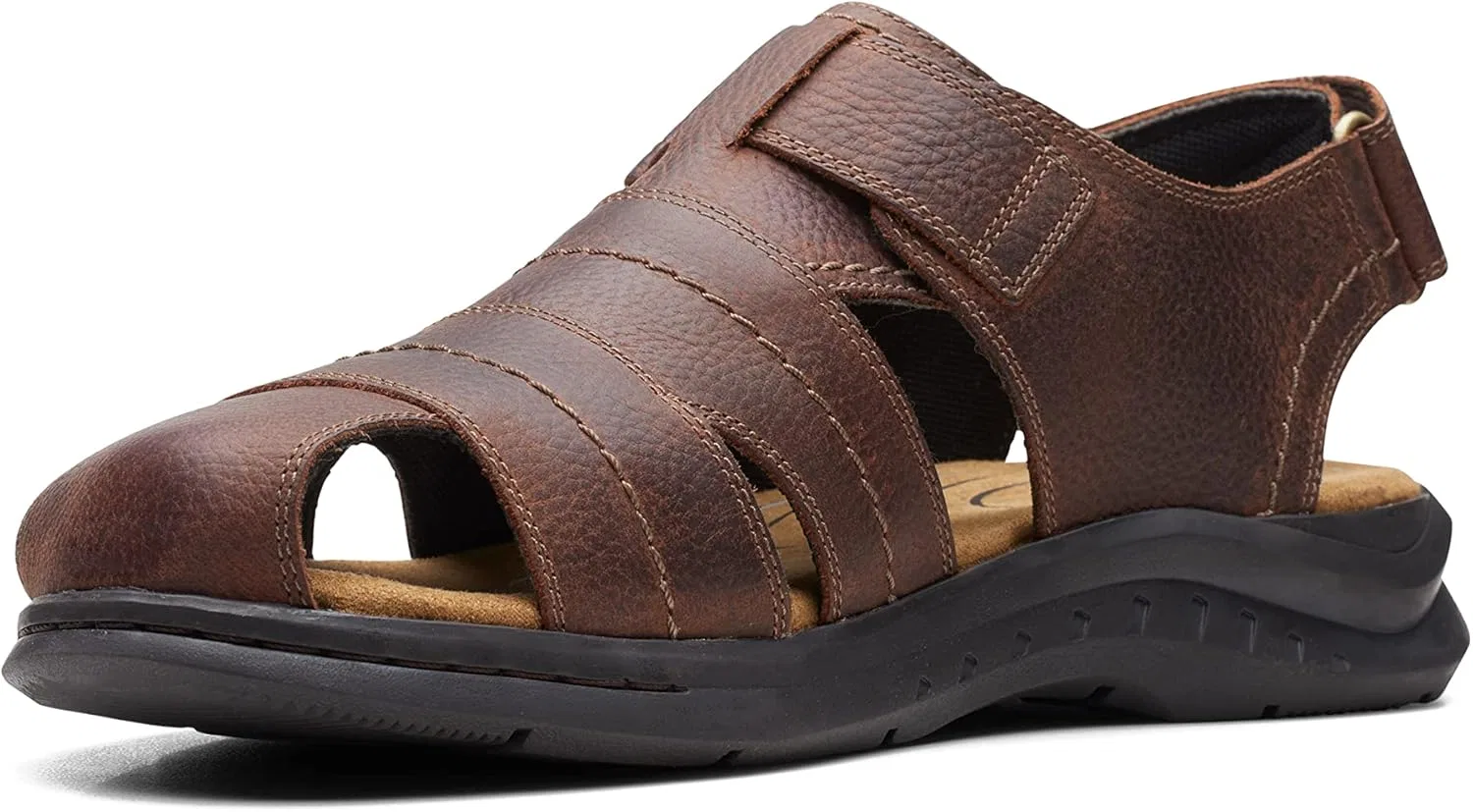 Мужские рыболовные сандалии Clarks Hapsford Cove, Brown Tumbled Leather — фото 4