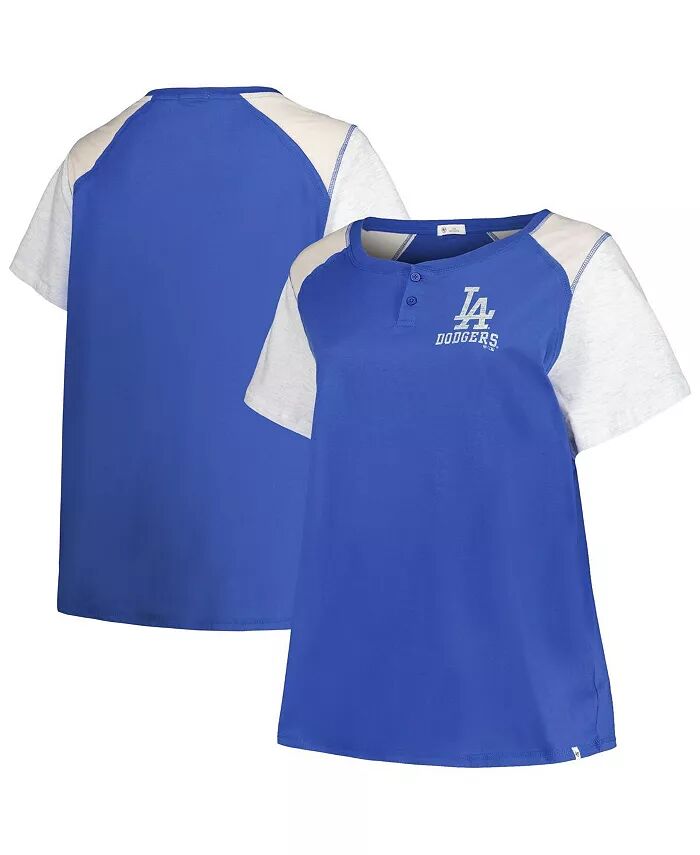 

Женская футболка-хенли размера «плюс» королевского/серого цвета Los Angeles Dodgers '47 Brand