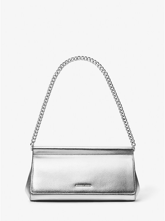 

Кошелёк из кожи с металлическим блеском, карминовый, средний Michael Kors, серебряный