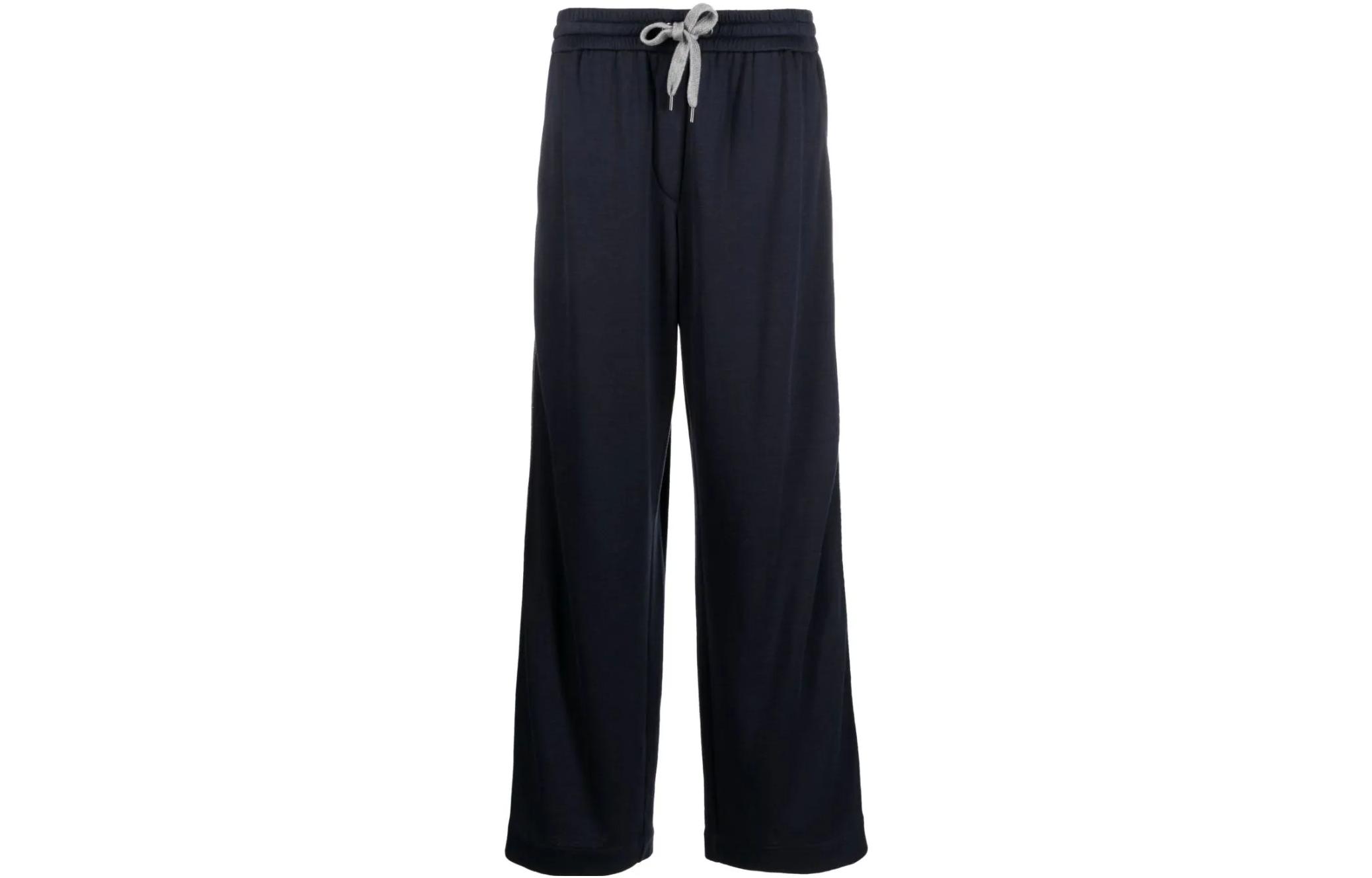 

Брюки Monili с широкими штанинами, украшенные вышивкой Brunello Cucinelli, marine синий