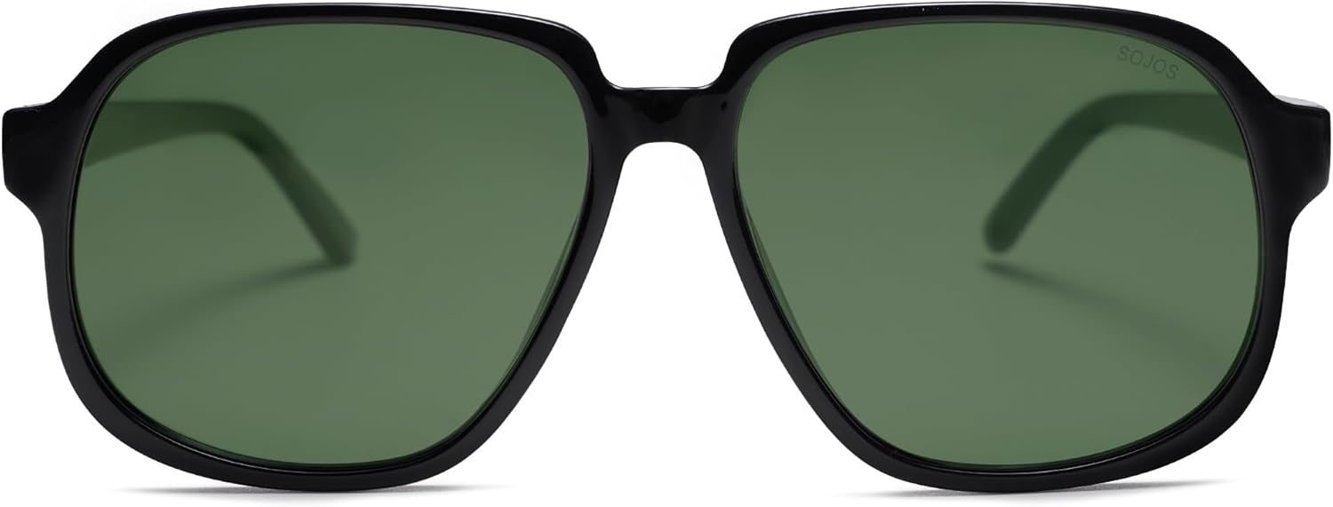 

Солнцезащитные очки SOJOS в стиле ретро, ​​винтаж, квадратные, поляризованные, для женщин и мужчин, 70-80-е годы, увеличенного размера, модель SJ2272, Black/Dark Green