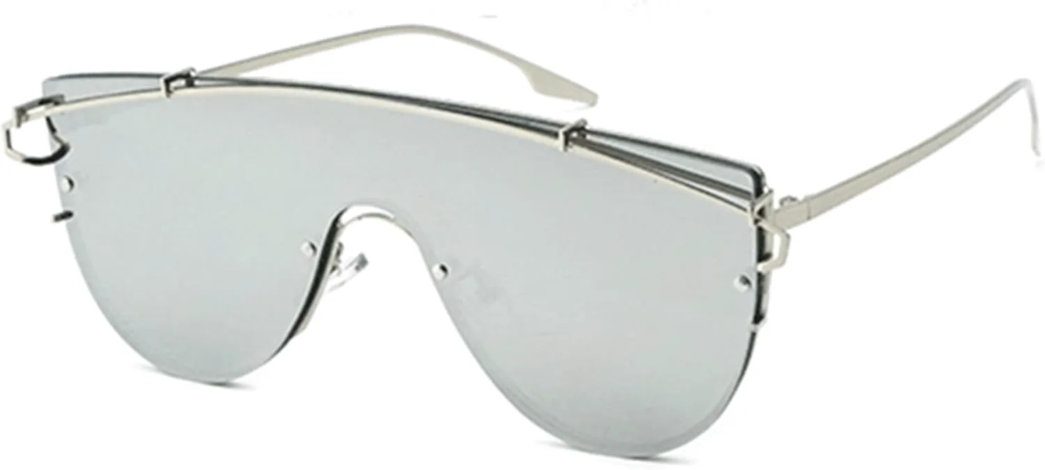 

bullabulling Модные футуристические солнцезащитные очки без оправы для женщин, металлические очки-пилот, женские очки с защитой от УФ-излучения UV400, Silver