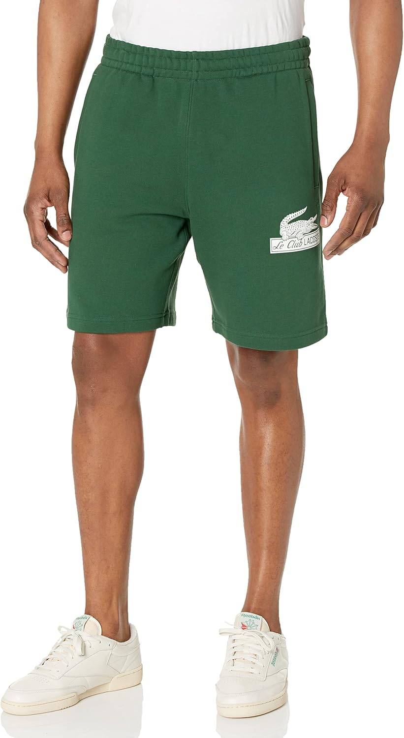 

Lacoste мужские необработанные шорты из органического хлопка флис, Green
