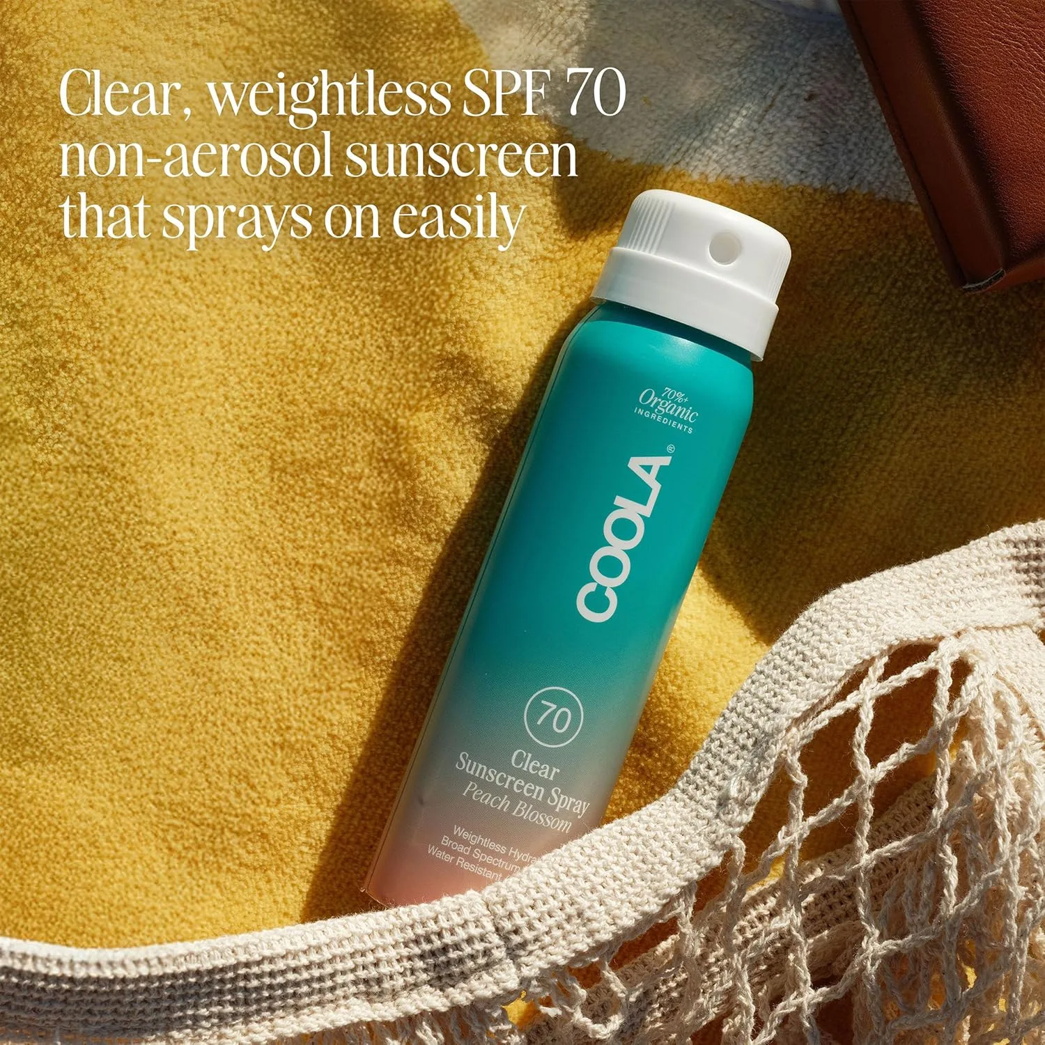 Солнцезащитный спрей COOLA Organic Sunscreen SPF 70, протестирован дерматологами, обеспечивает ежедневную защиту кожи, подходит для веганов и не содержит глютена, аромат персикового цветка. 59 мл (1 шт.) — фото 3