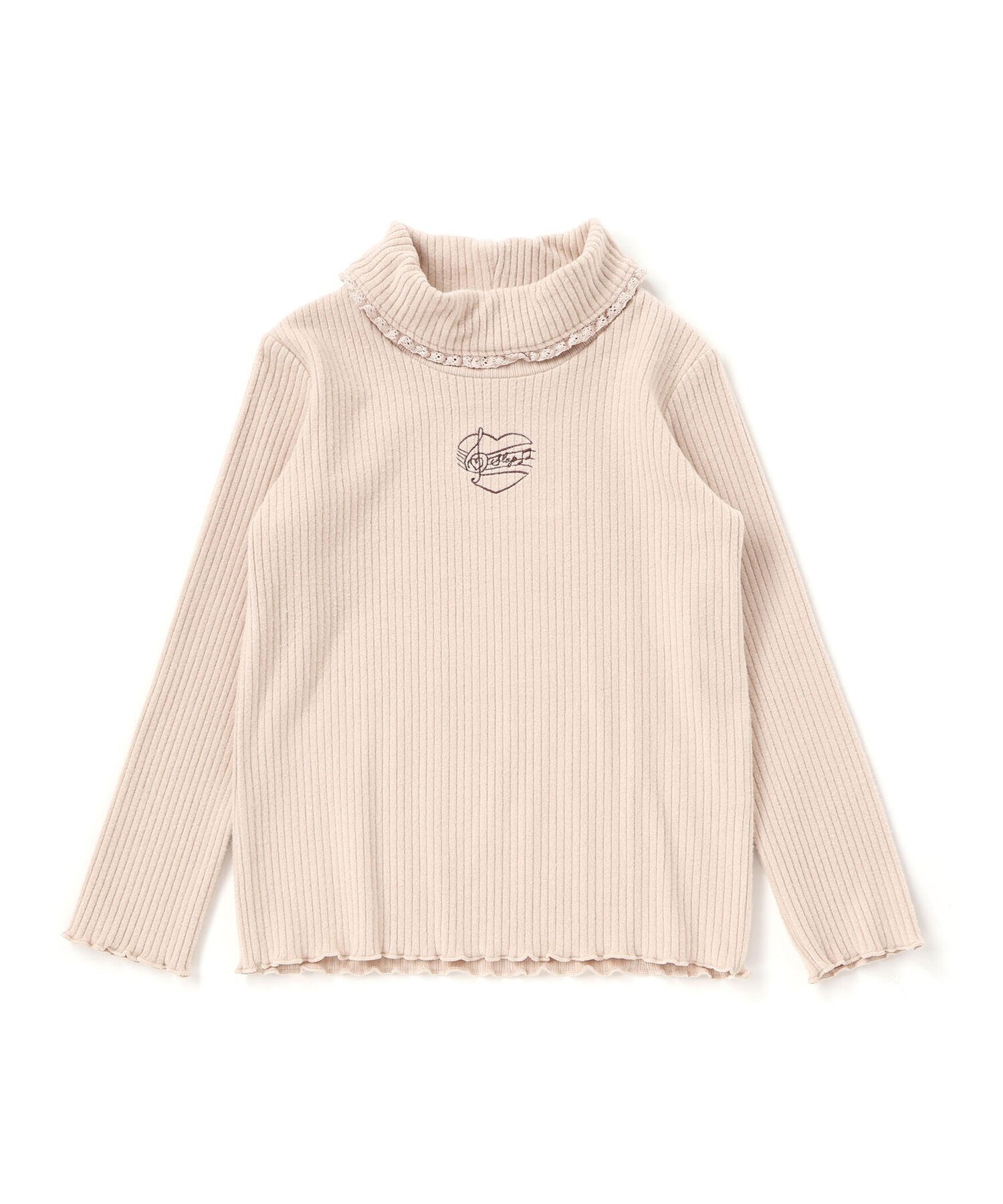 Кружевной топ с высоким воротником и вышивкой в виде сердечек (80–130 см) SLAP SLIP, Beige