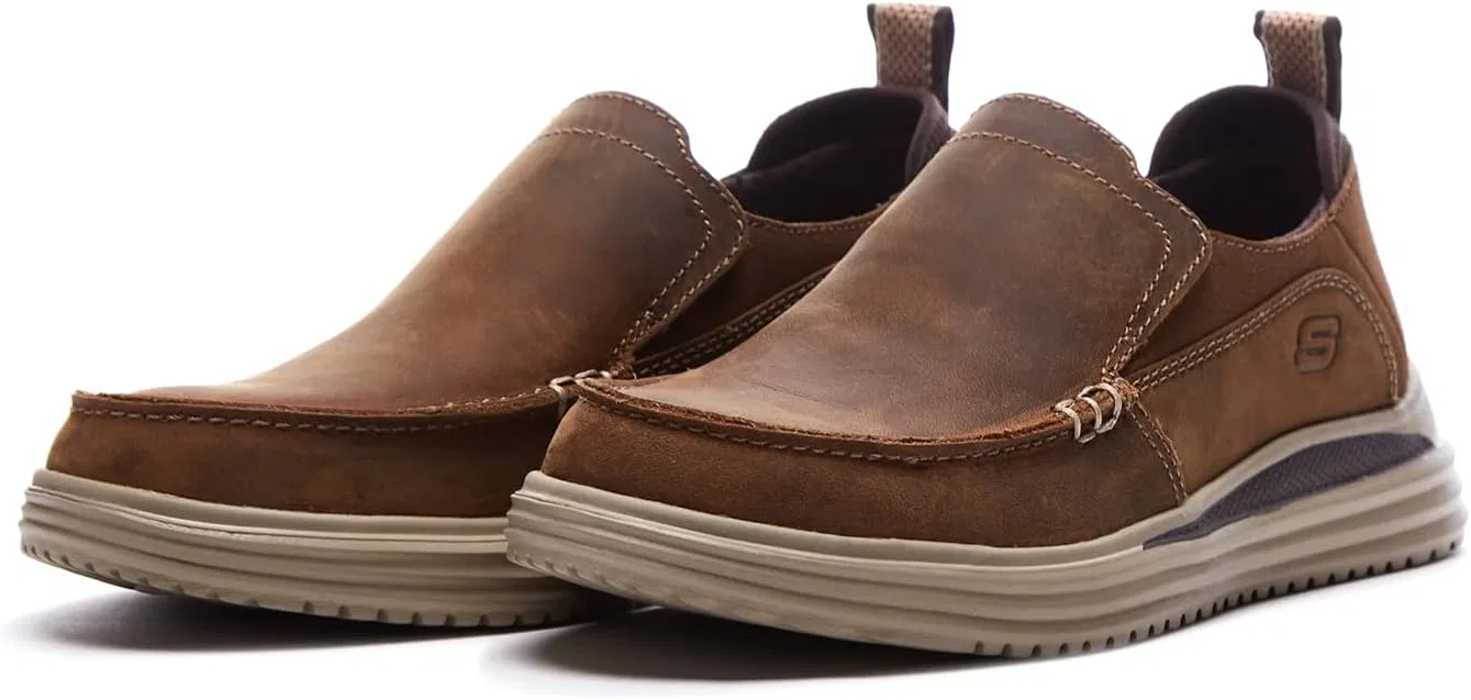 Проверенные мужские кроссовки Skechers Relander, Dark Brown Leather — фото 2