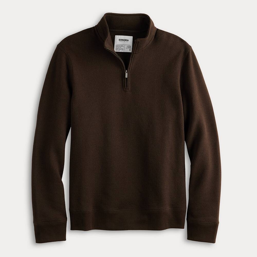 

Мужской свитер Sonoma Goods For Life, флисовый пуловер с молнией на четверть, цвет Charcoal