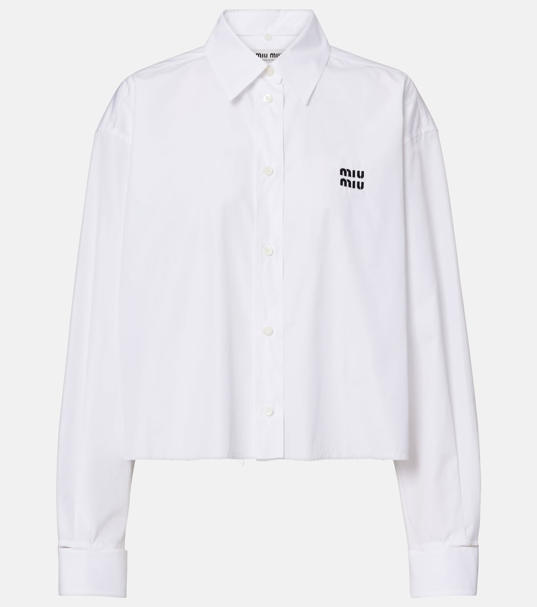

Короткая рубашка из хлопкового поплина Miu Miu, белый