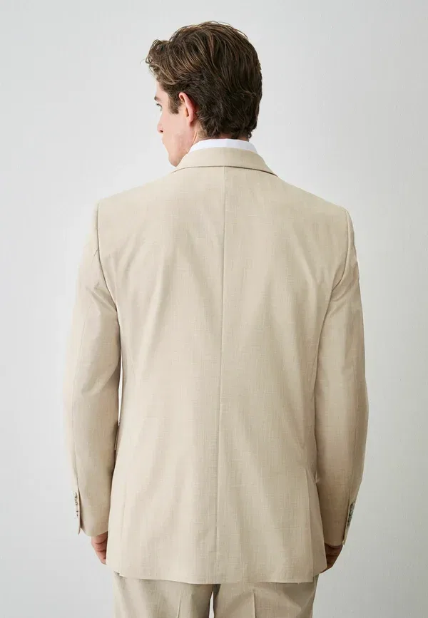 Пиджак Next, Regular fit slim fit motionflex textured suit jacket, цвет камень