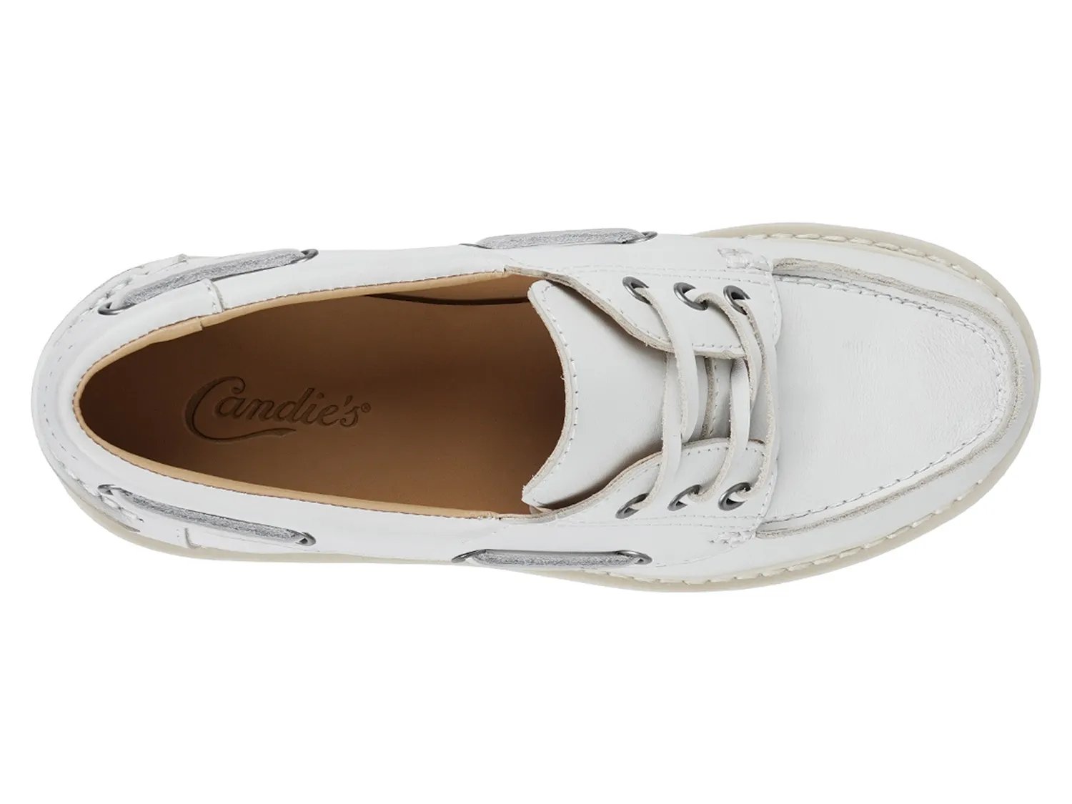Туфли-лодочки Candie's Biz Platform Boat Shoe, White Leather — фото 3