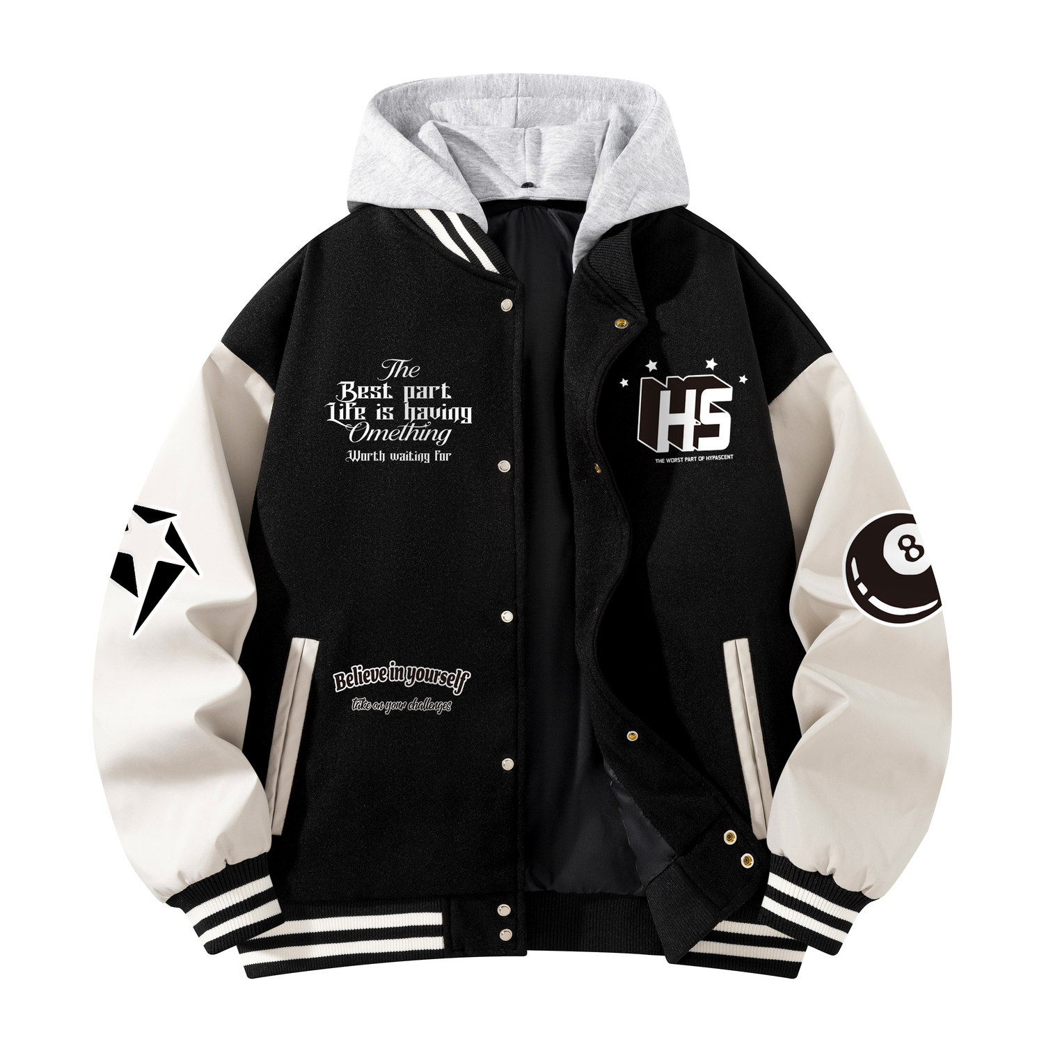 

HYPASCENT Бейсбольная куртка унисекс, Black