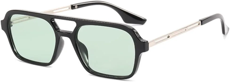 

2027 Маленькие квадратные солнцезащитные очки в оправе, модные женские солнцезащитные очки в винтажном стиле с ажурным леопардовым принтом, синие MTZJH, Black Green