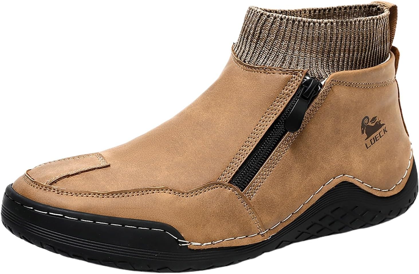 

Мужские зимние сапоги водонепроницаемые утепленные меховой подкладкой, вязаные голенища, с молнией, для холодной погоды, противоскользящие, удобные, на легкой подошве, походные Generic, коричневый