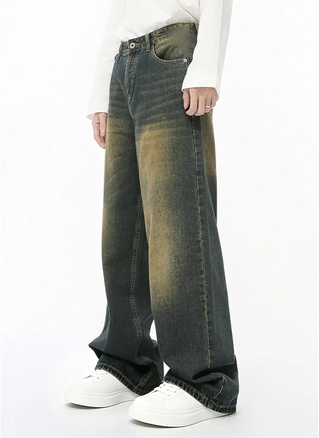 Джинсы свободные, Vintage Blue, Men's Baggy Jeans Y2k — фото 3