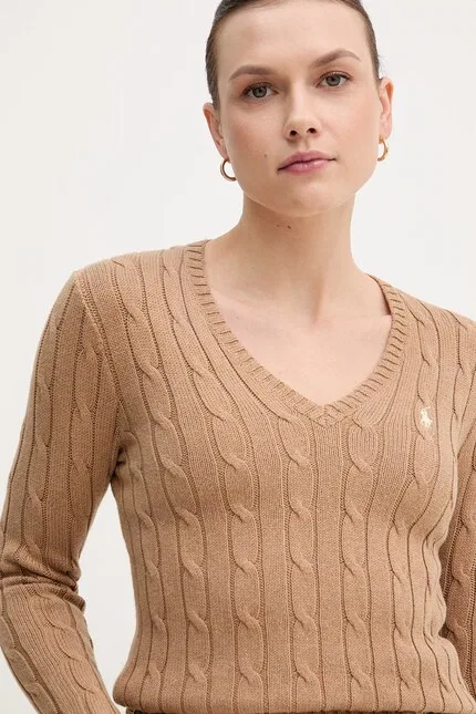 Свитер из хлопка Polo Ralph Lauren, бежевый — фото 4