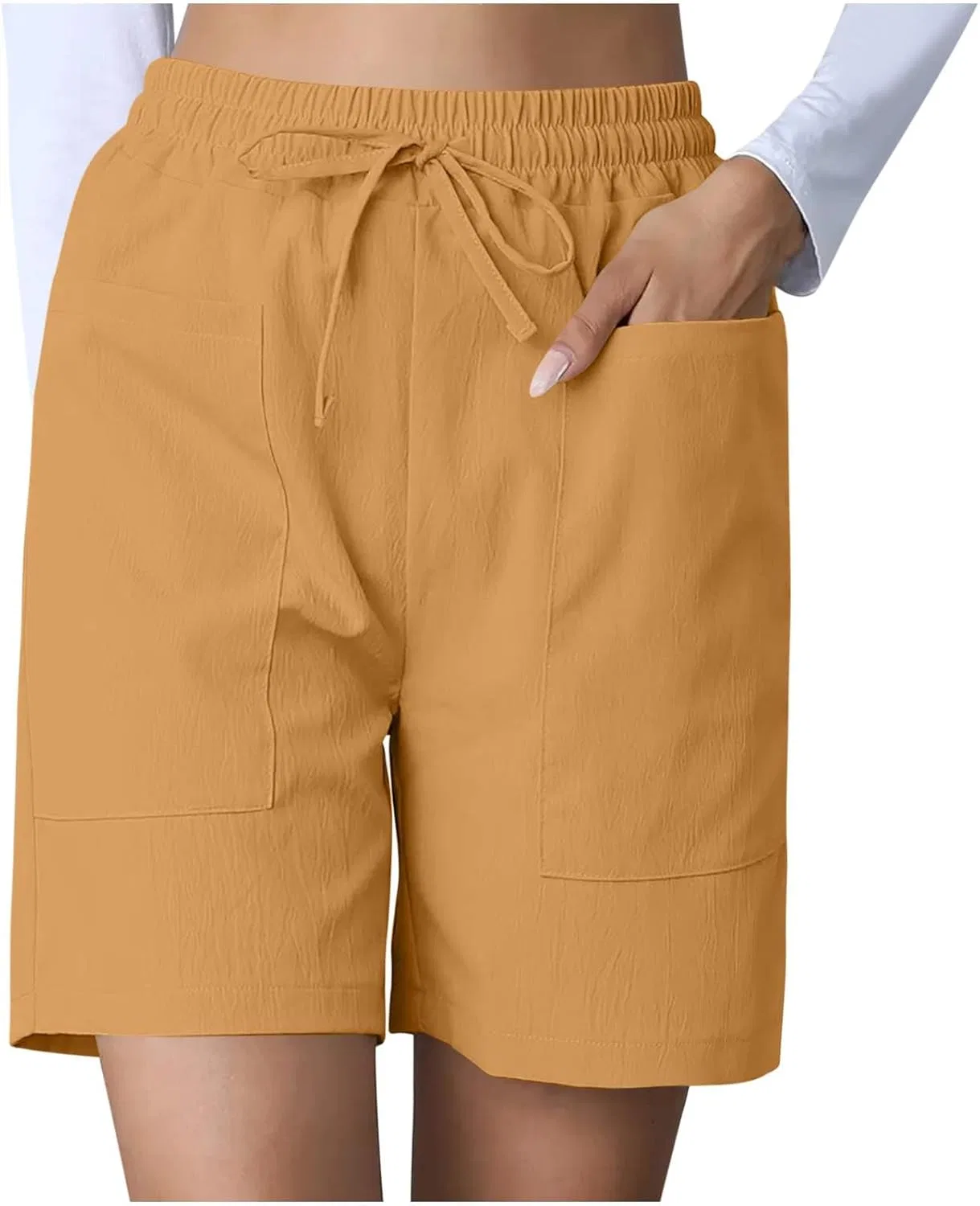 Шорты женские высокие эластичные, Yellow