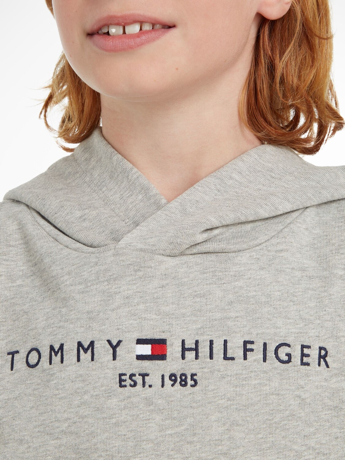 Детский пуловер с капюшоном Essential Tommy Hilfiger, светло-серый вереск — фото 3