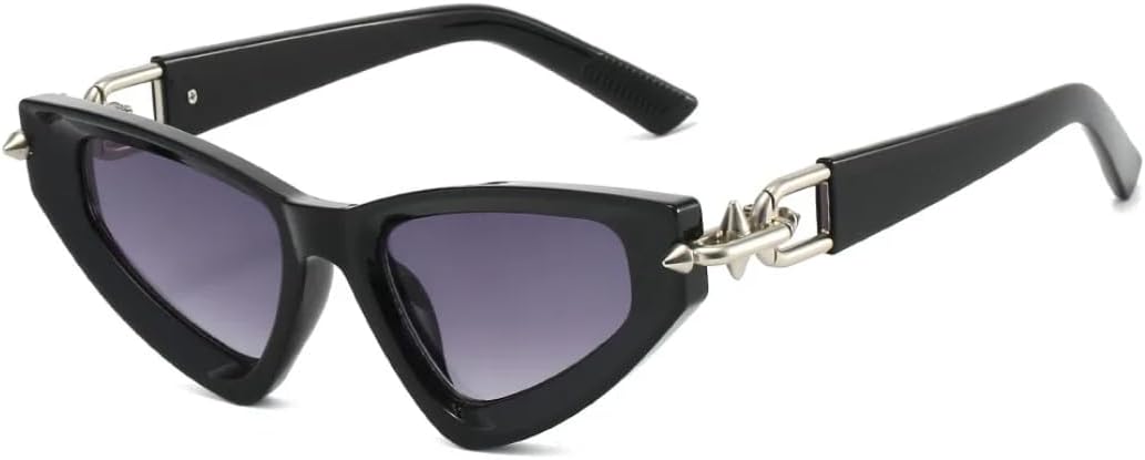 

Женские солнцезащитные очки «кошачий глаз» с градиентным переходом цвета, мужские очки треугольной формы с металлическим блеском, защита от УФ-излучения UV400 UATXTAU, Black Grey