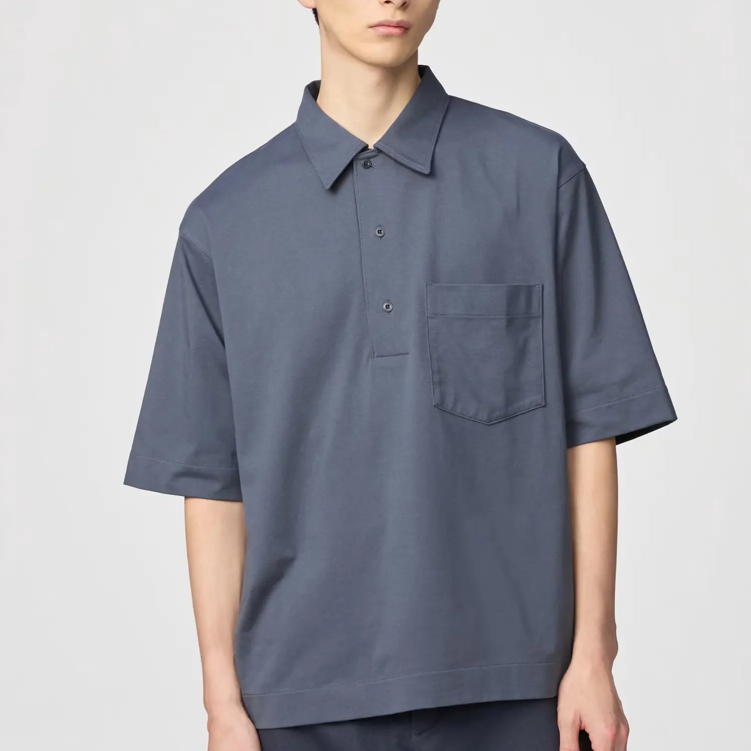 Поло U Collection SS25 мужское серое UNIQLO, серый — фото 3