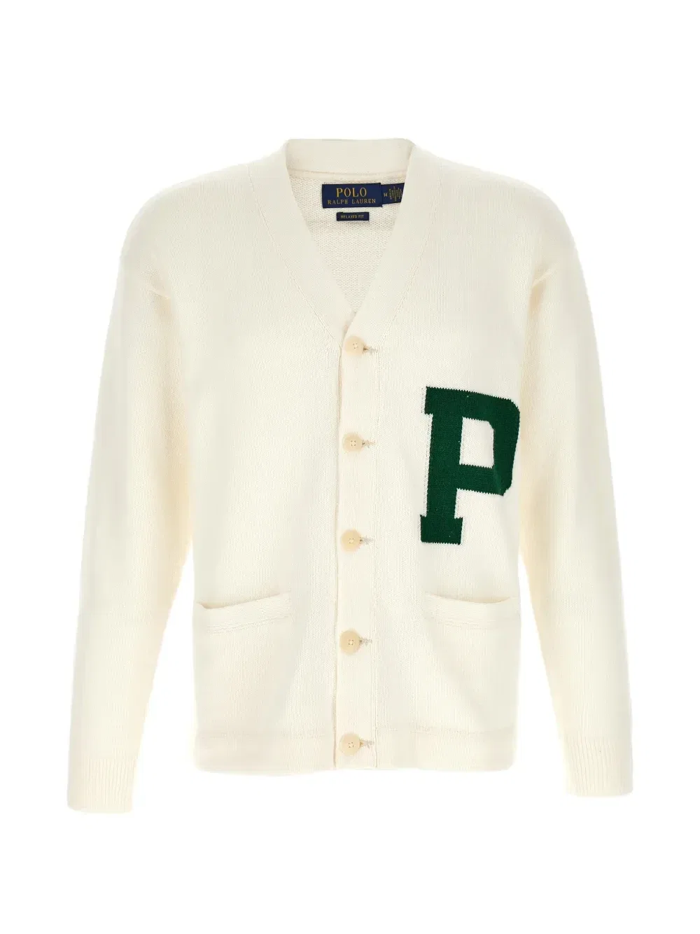 Вязаный кардиган с интарсией в виде букв POLO RALPH LAUREN, бежевый