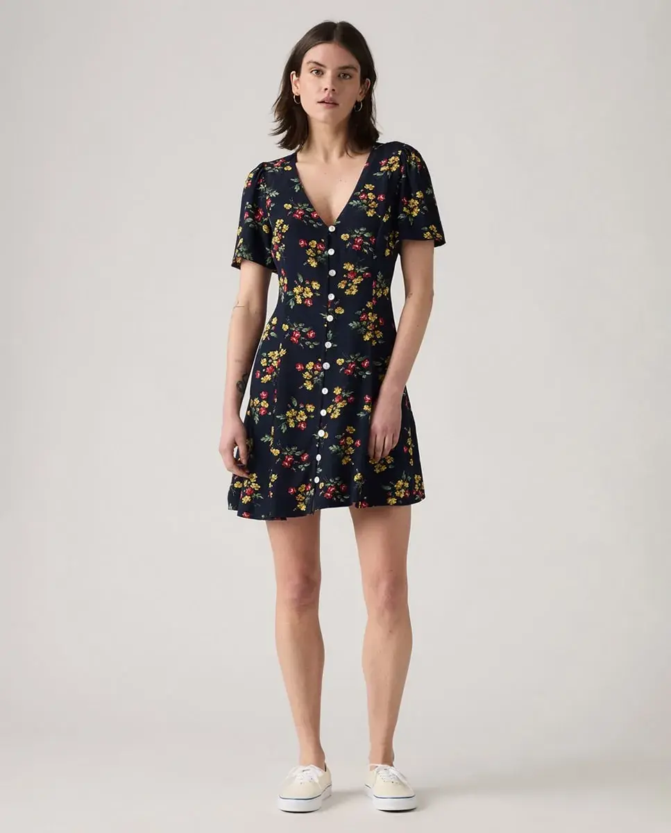 

Короткое платье с короткими рукавами и V-образным вырезом Levi's, синий