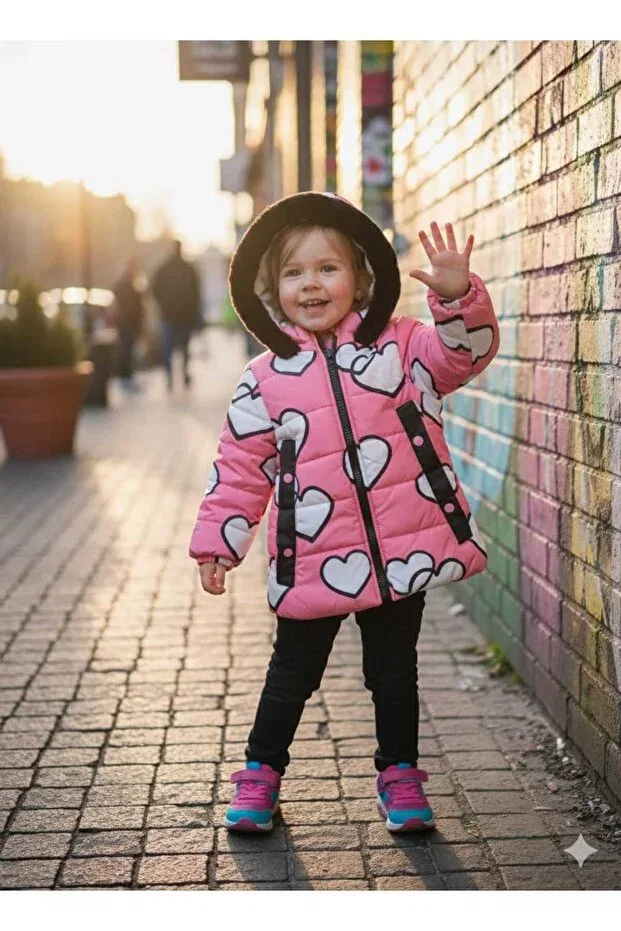 Детское пальто для девочек с принтом Bubiee Baby, Pink