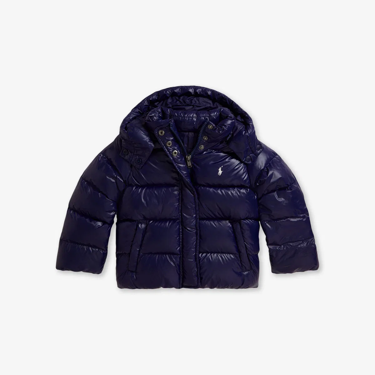 Блестящая пуховая куртка-бомбер с капюшоном для девочек Polo Ralph Lauren