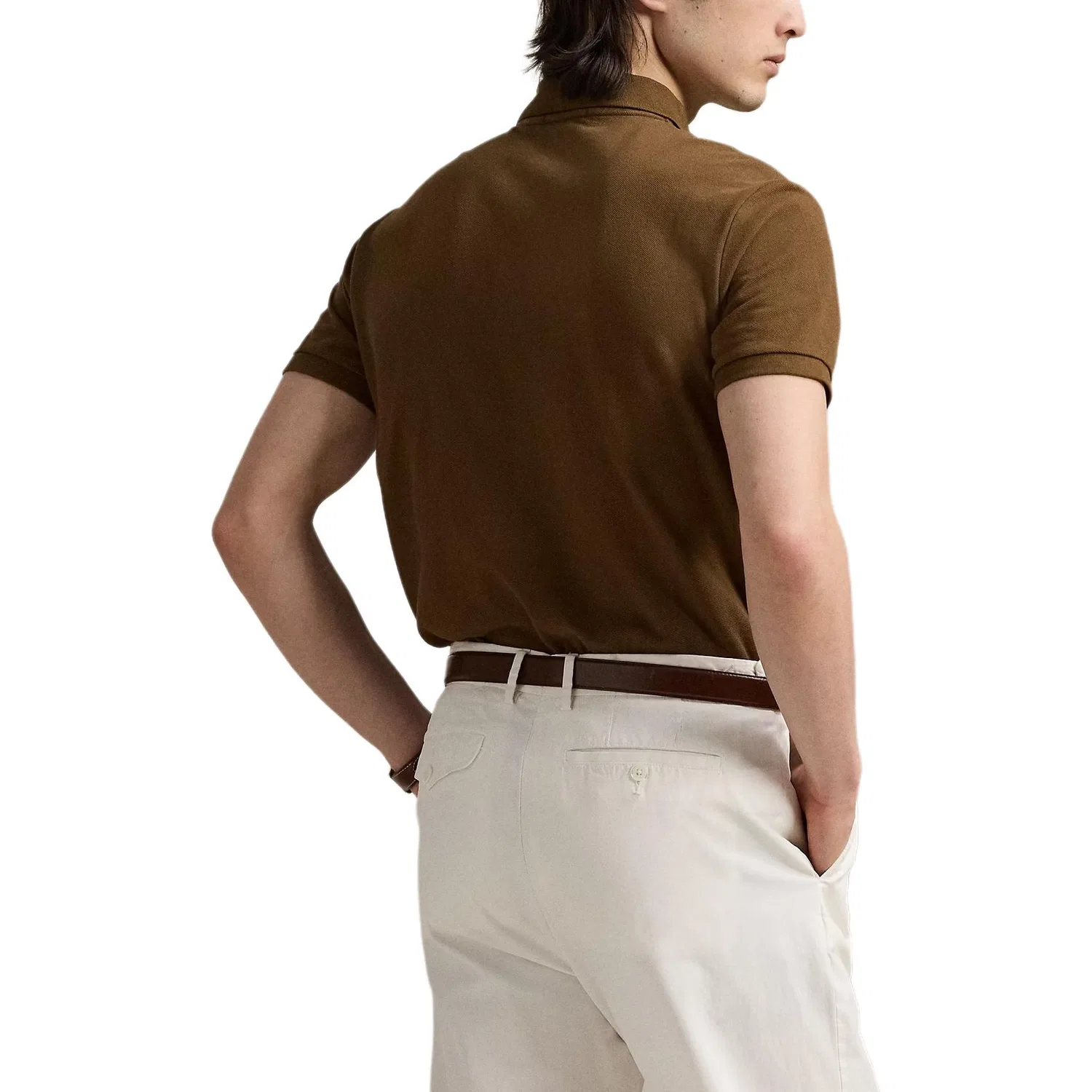 Мужское поло Custom Slim Fit Polo Ralph Lauren, Brown — фото 4