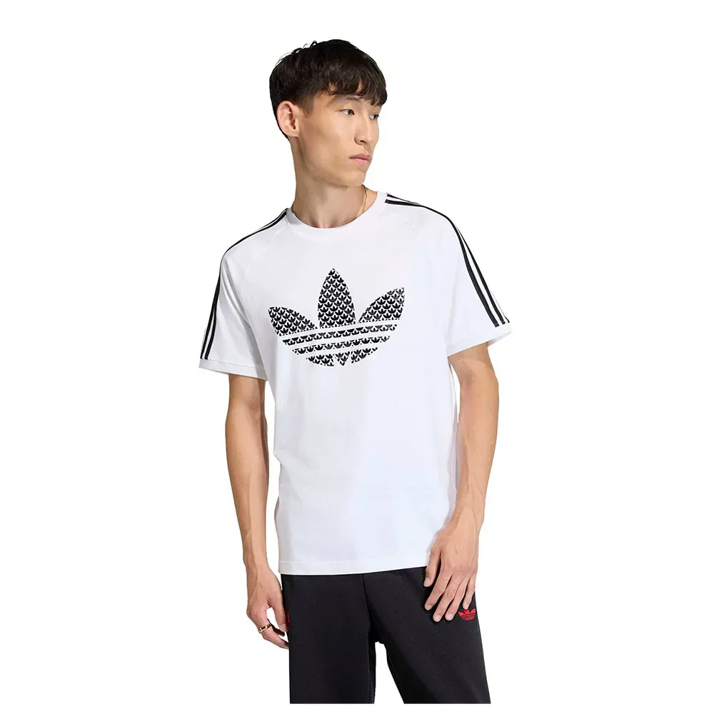 Футболка с принтом Monogram Infill 3 Stripes Adidas Originals, белый