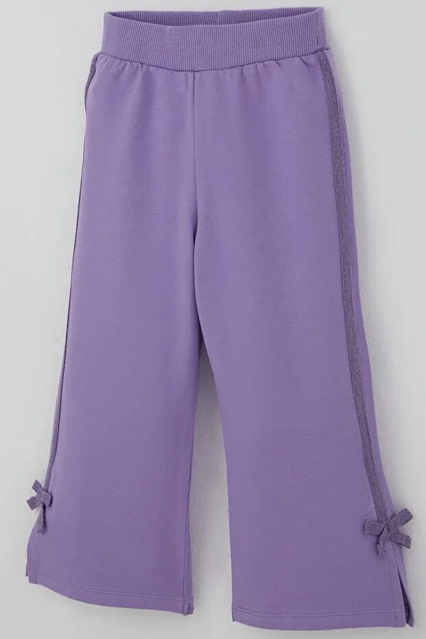 Детские спортивные штаны для девочек с разрезом и бантом Breeze, Lilac — фото 3