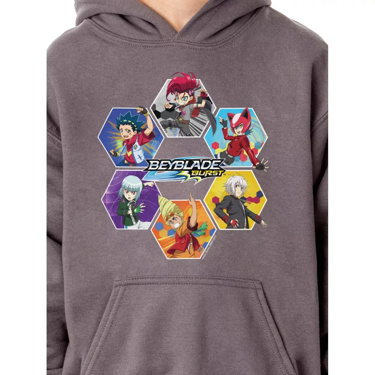 Детская худи с принтом Beyblade Burst Characters Beyblade, Grey — фото 4