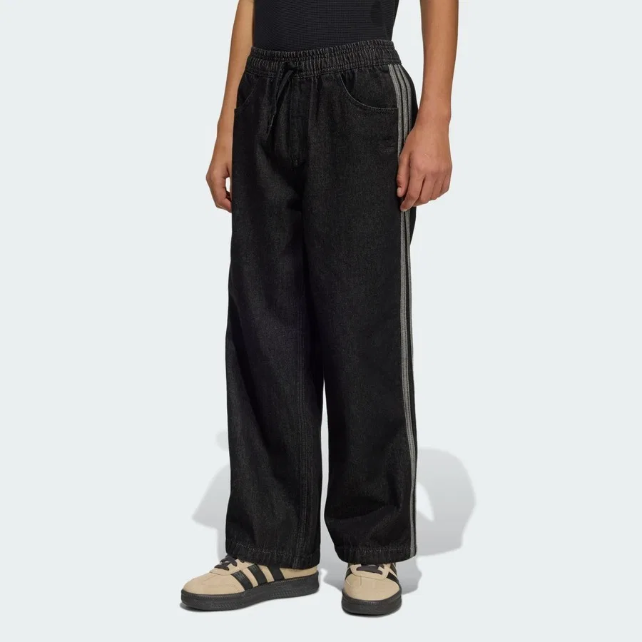 Спортивные брюки из денима Firebird Denim Track Pants adidas, Черный
