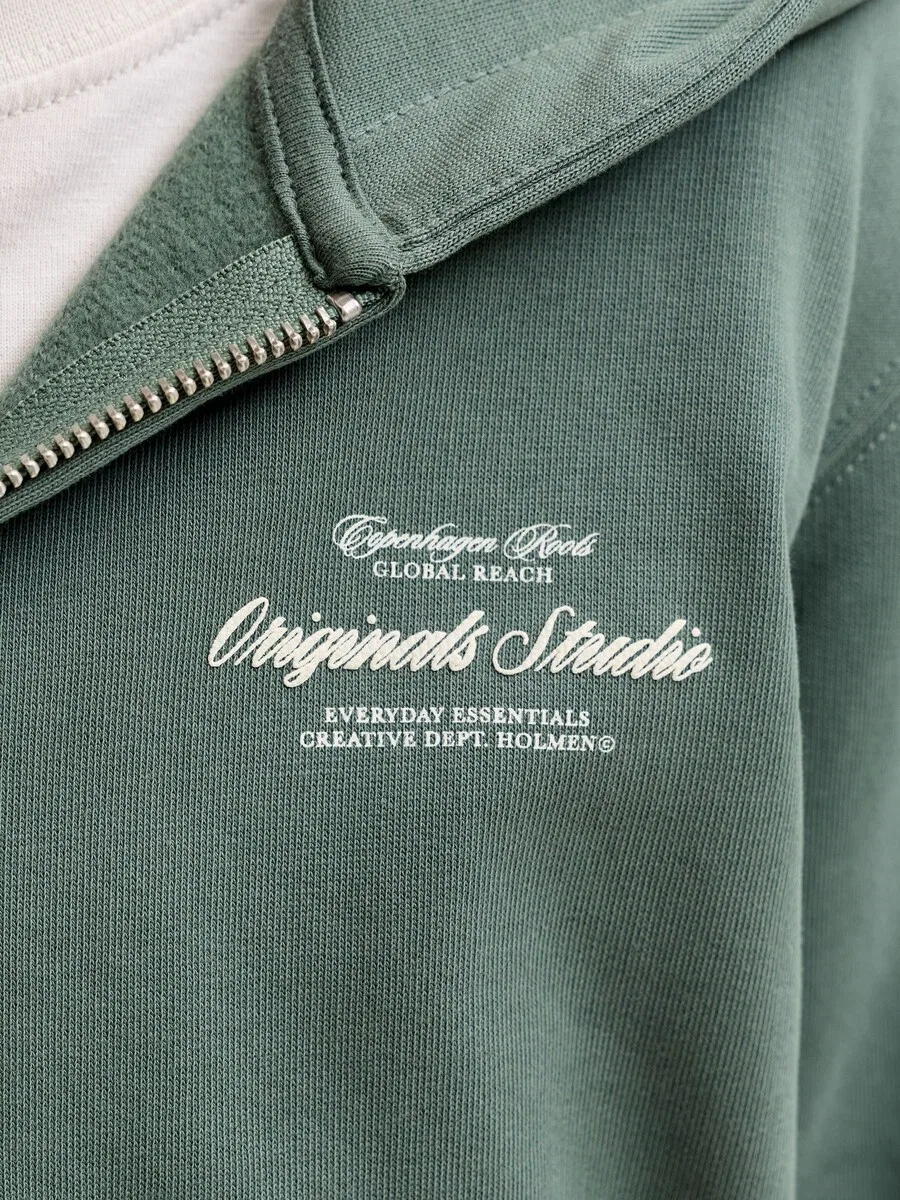 Детская толстовка на молнии Jack & Jones Junior 'JORNORREBRO TYPO' зеленого цвета — фото 4