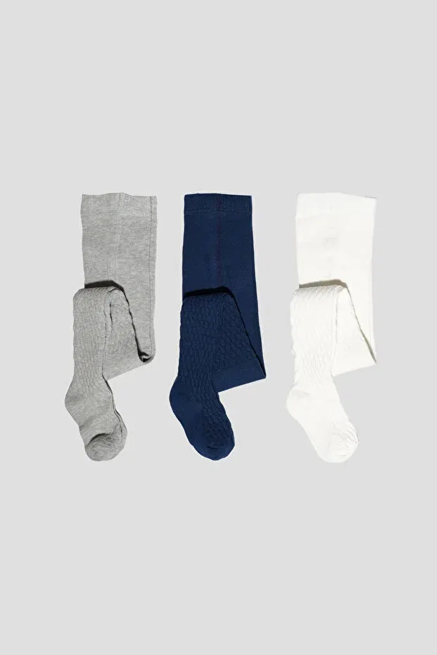 Детские колготки для девочек хлопковые набор 3 шт Defne Baby, Navy Blue