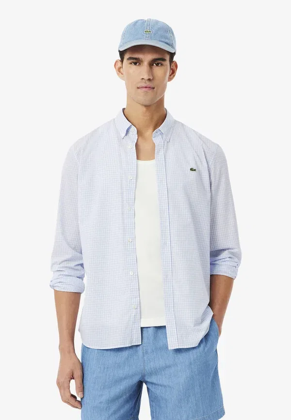 Рубашка Lacoste, клетчатая, бело-синий
