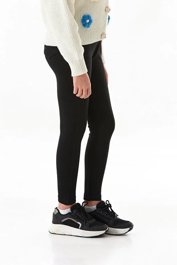 Детские леггинсы для девочек трикотажные Steel knitted Fulla Moda, Black — фото 3