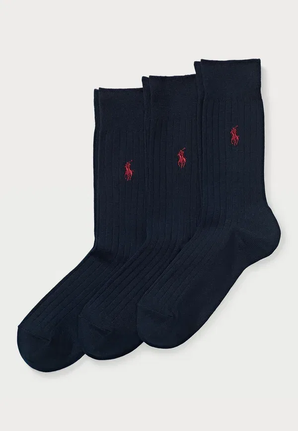 Носки комплект 3 пары Ribbed crew sock Polo Ralph Lauren, Marine, морской
