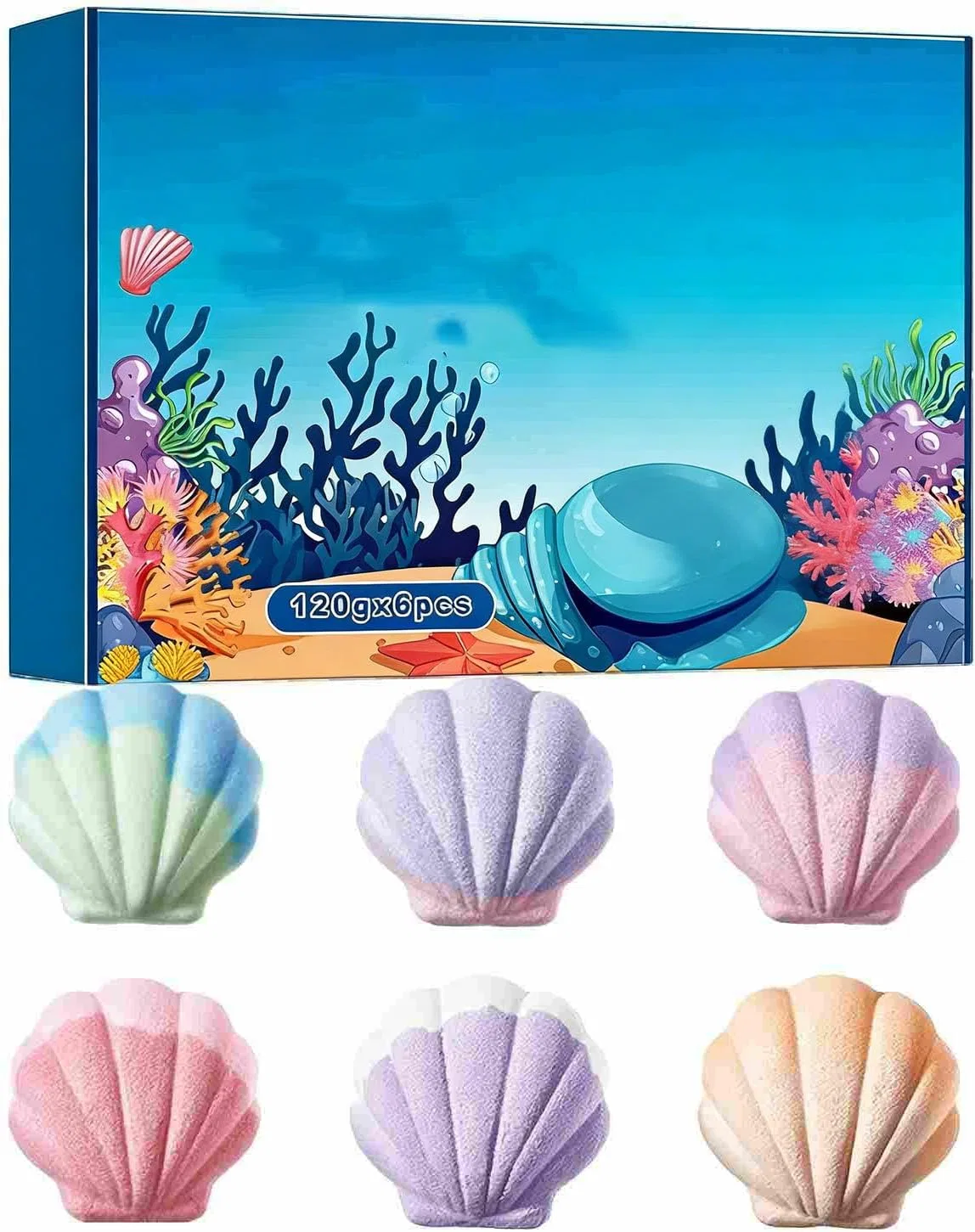 Generisch Набор подарочных бомбочек для ванны, 6 шт, Scallop Nourishing Moisturising