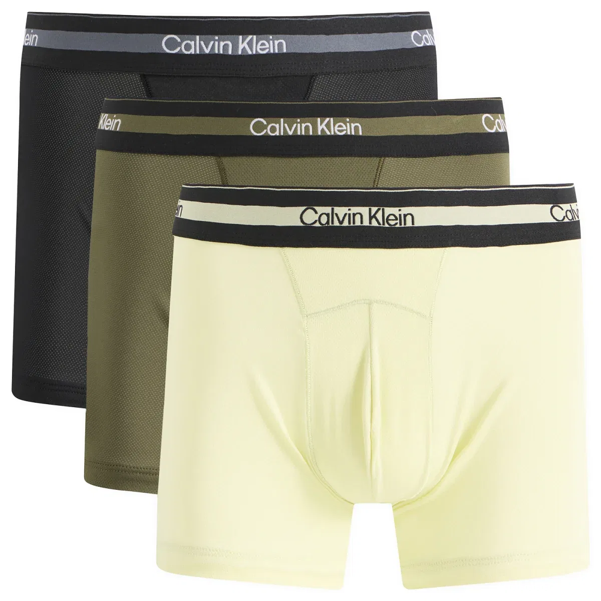 Трусы-слипы из сетки, комплект из 3 шт., Icon Active Mesh Trunk Calvin Klein, Black Olive Night & White Jade