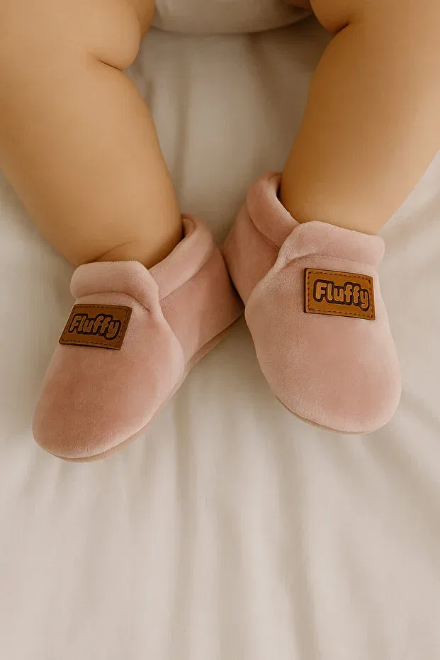 Детские домашние тапочки с эластичной шнуровкой Fluffy, Pink