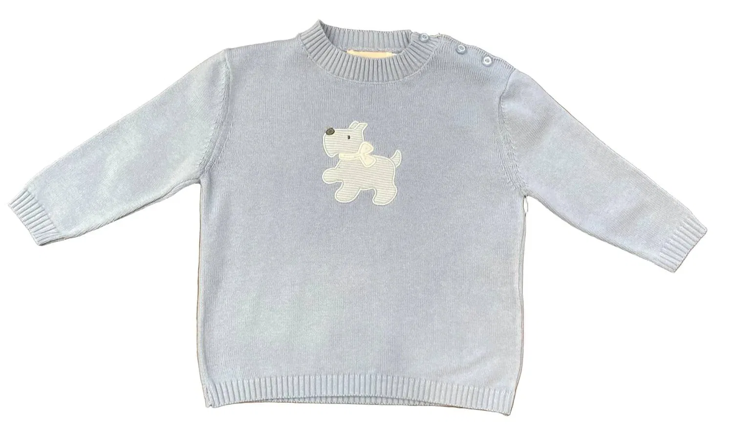 Детский свитер для девочек с вышивкой Scotties Embroidered Fine Gauge Claver by Acvisa, синий