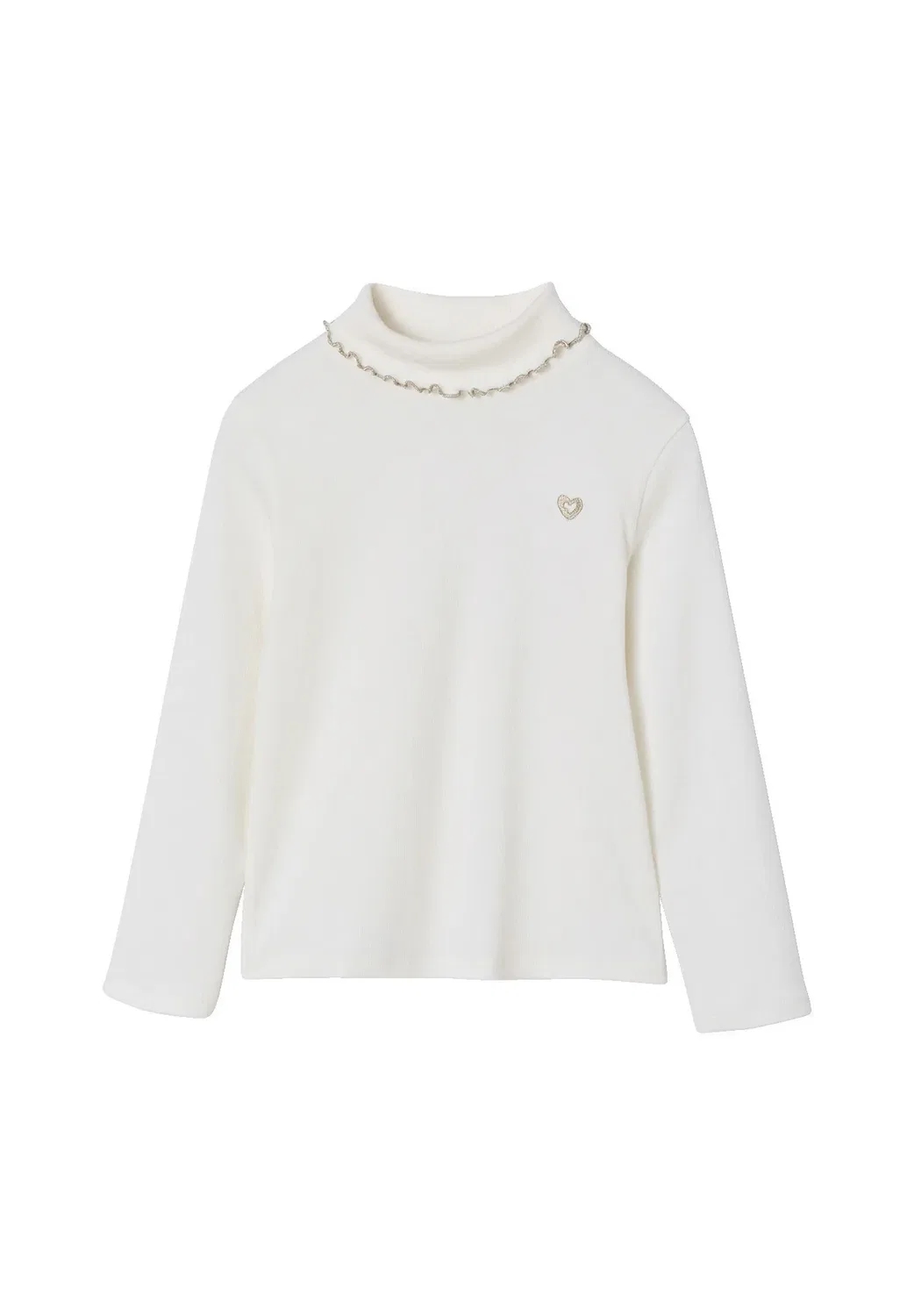 2 Er-Pack gerippte mädchen langarmshirts mit Stehkragen Basic - джемпер Vertbaudet, Wollweiß — фото 4
