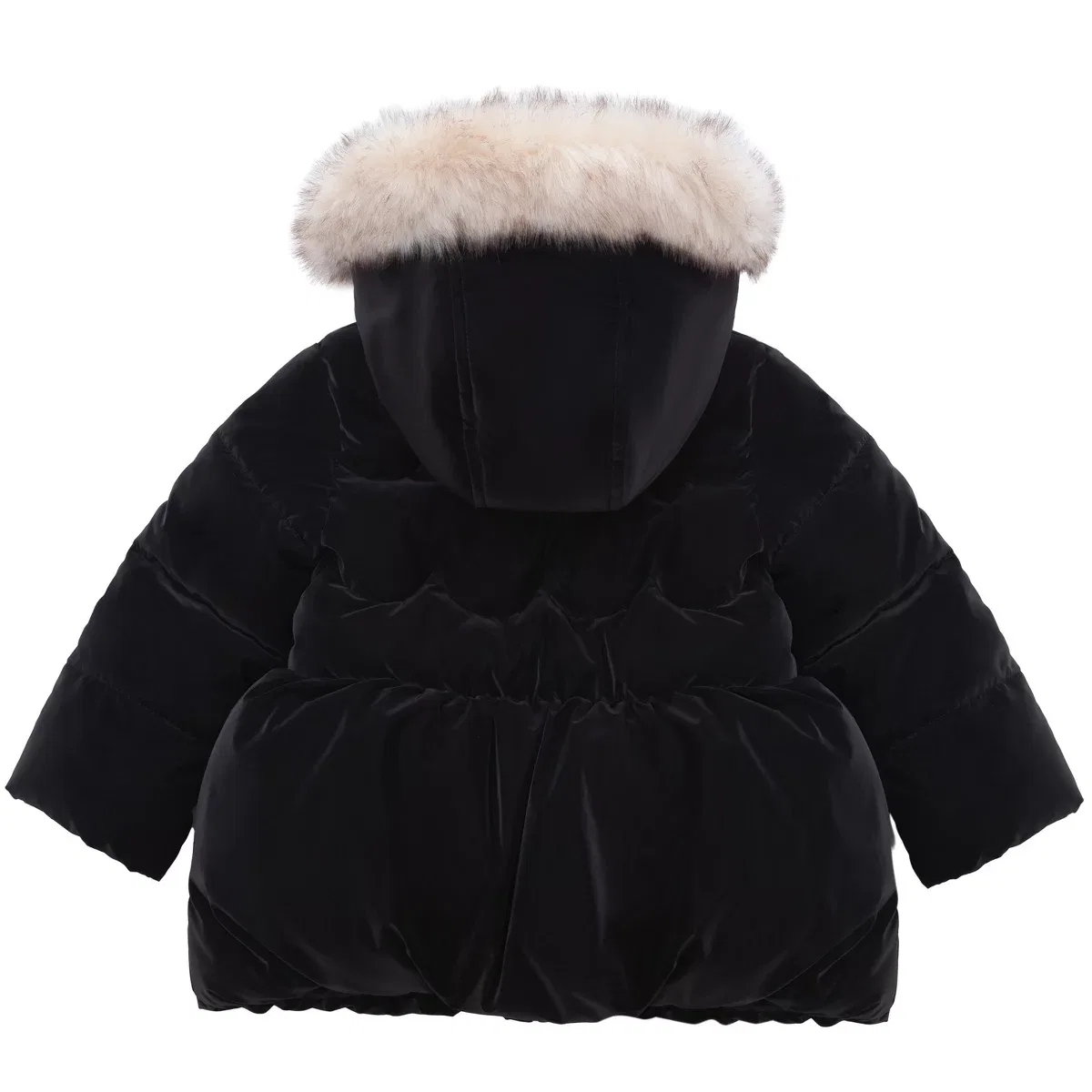 Детское пальто для девочек глянцевое с меховой отделкой Rokka&Rolla, Pearl Black — фото 2