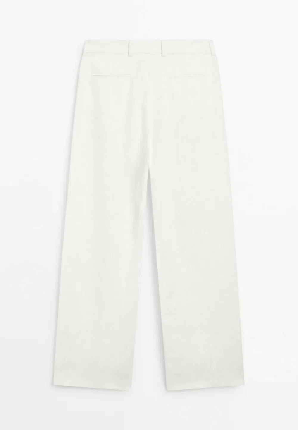 Брюки из 100% льна с вытачками Massimo Dutti, White — фото 4