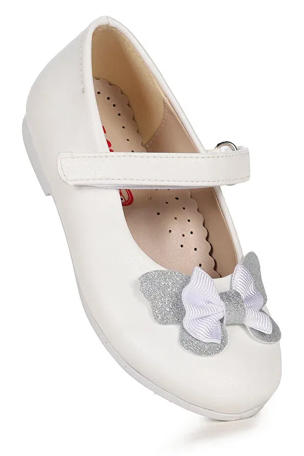 Детские балетки для девочек с принтом Pruva Kiko Kids, White
