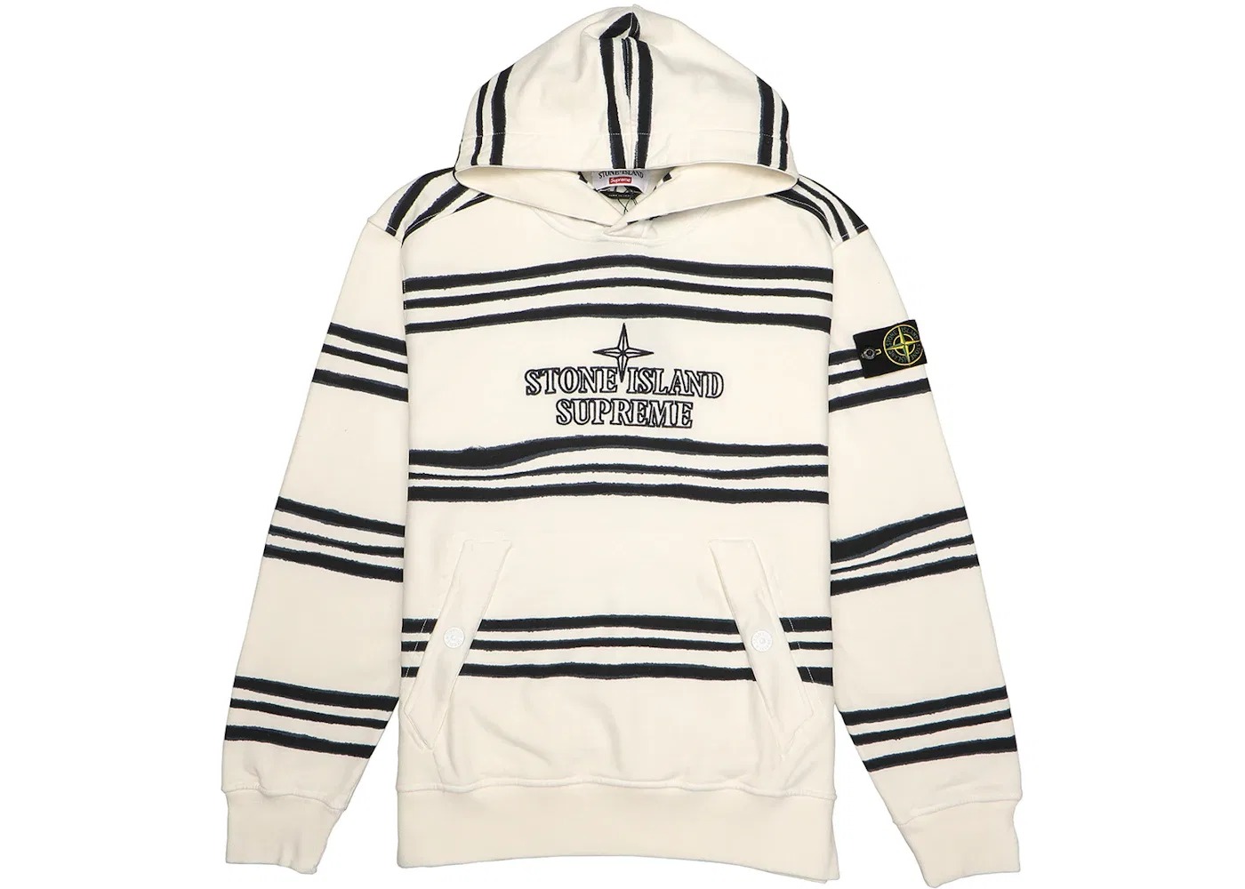 Мужская худи с принтом Supreme Stone Island Warp Stripe Hooded Sweatshirt Supreme, White
