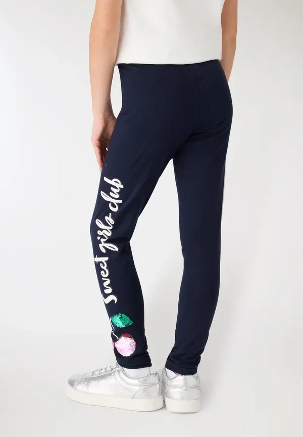 Леггинсы с пайетками, хлопок, Con applicazioni paillettes - leggings - trousers Terranova, blu scuro, синий — фото 3