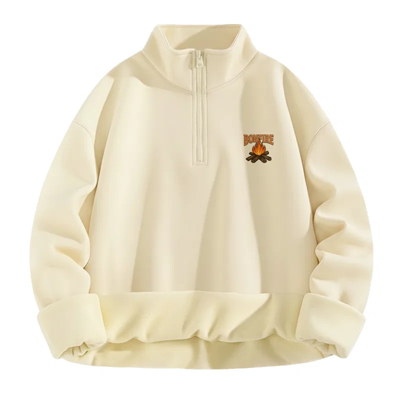 Детский свитшот с принтом Campfire Time Chest Logo MINISO, Gray Pea Green — фото 3
