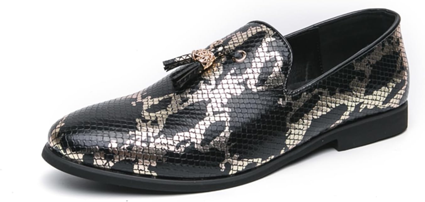 

Мужские текстурированные кожаные лоферы с бахромой, с круглым носком, нескользящие, повседневные и праздничные, для вечеринок, свадьбы, делового и повседневного стиля Tixewsjh, черный